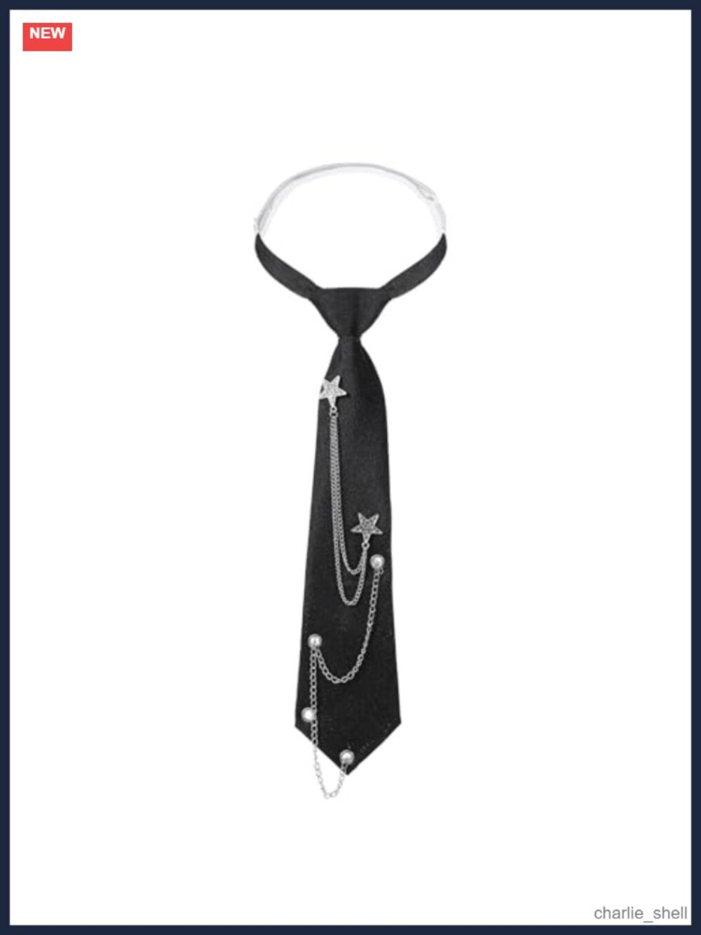 Pre-Tied Punk Chain Necktie Adjustable Nylon Unisex Cosplay